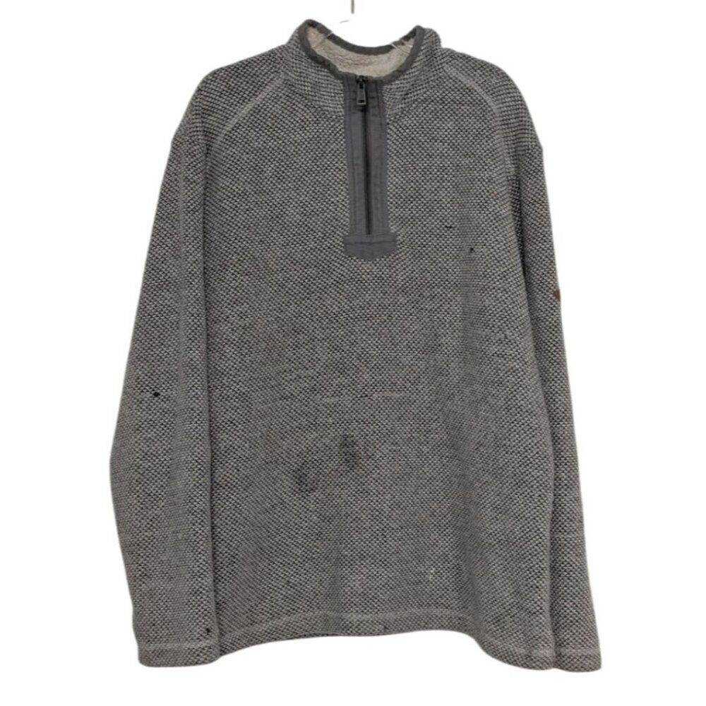Orvis Brighton 1/4 Zip Sweater Mens Size Large Black Gray Sherpa Lined Pullover